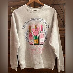 NWT Simply Southern Crew Neck Sweatshirt “Sparkle Wherever U Go” Champagne Sz M